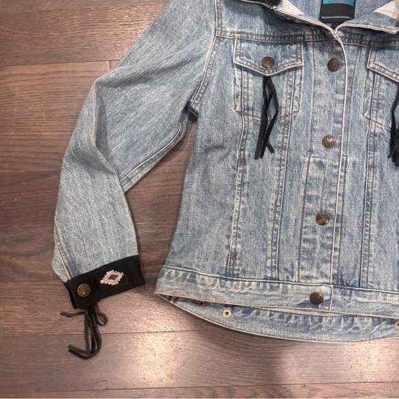 Vintage SFR Santa Fe Creation Denim Jacket with Suede & Aztec Patch - Picture 6 of 10